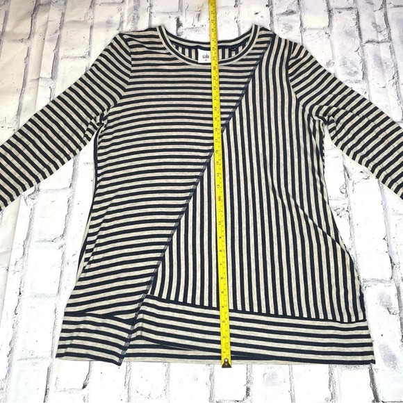 CAbi 3228 Ernest Tunic Top Medium Long Sleeve Comfy Stretch Stripe Asymmetrical - Picture 3 of 9